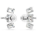 Millenia clip earrings Octagon cut, White, Rhodium plated - Image 5