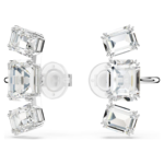 Millenia clip earrings Octagon cut, White, Rhodium plated - Image 6
