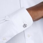 Millenia cufflinks Octagon cut, White, Rhodium plated - Image 2