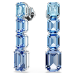 Millenia drop earrings Octagon cut, Colour gradient, Blue, Rhodium plated - Image 3