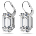 Millenia drop earrings Octagon cut, White, Rhodium plated - Image 4