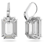 Millenia drop earrings Octagon cut, White, Rhodium plated - Image 5