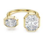Octagon bezel ring Lab-grown diamonds 4.10 ct tw, Octagon shape, 18K yellow gold