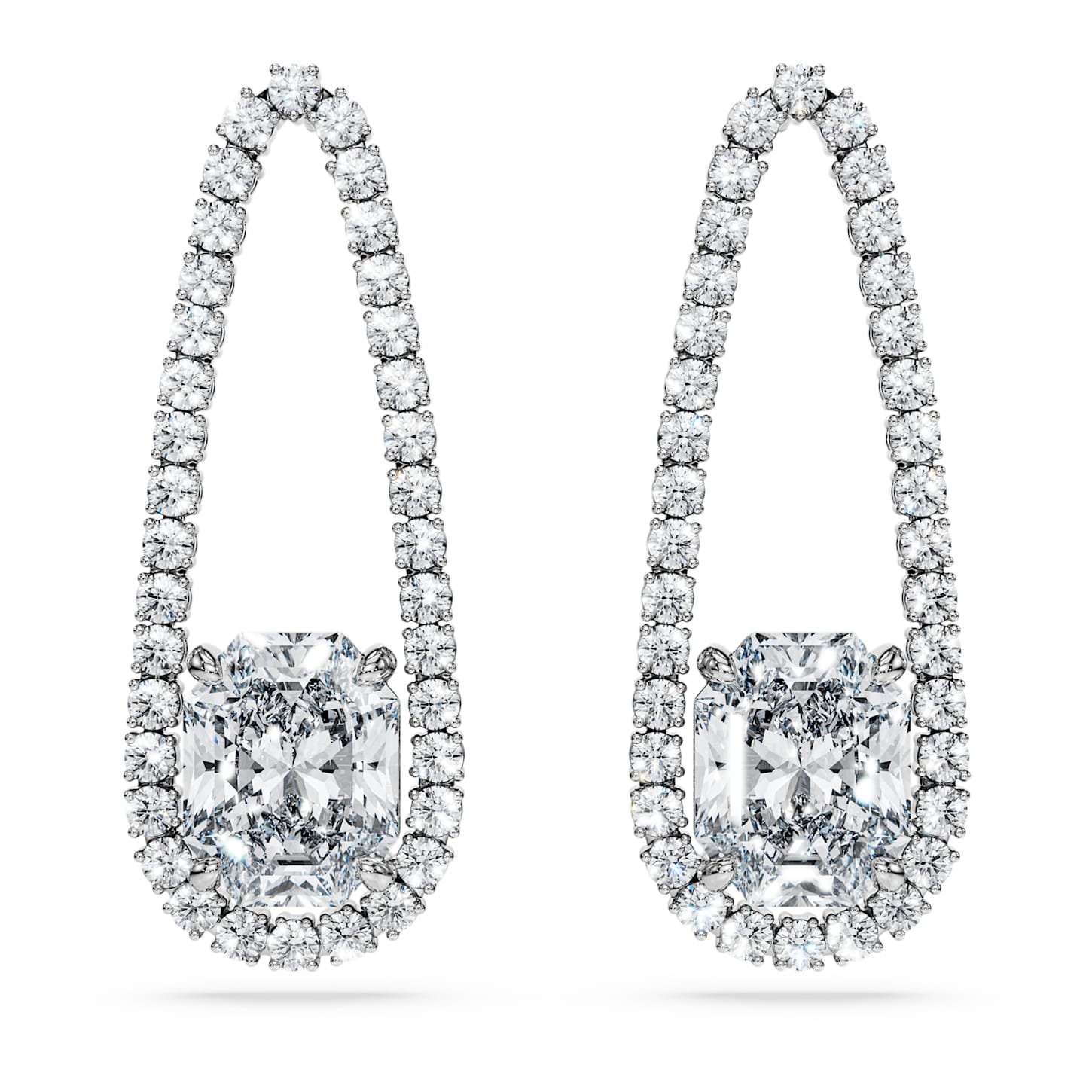 Octagon Tennis earrings Lab-grown diamonds 7.95 ct tw, Mixed shapes, 18K white gold