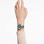 Octea chrono watch Swiss Made, Leather strap, Green, Rose gold-tone finish - Image 2