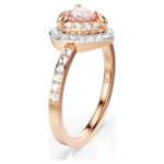 One motif ring Heart cut, Pavé, Heart, Pink, 18K rose gold finish - Image 3