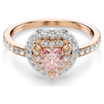 One motif ring Heart cut, Pavé, Heart, Pink, 18K rose gold finish - Image 6
