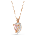 One pendant Heart cut, Pavé, Heart, Pink, 18K rose gold finish - Image 4