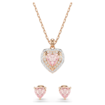 One set Heart cut, Pavé, Heart, Pink, 18K rose gold finish - Image 8