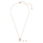 One set Heart cut, Pavé, Heart, Pink, 18K rose gold finish - Image 3