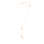 Originally Y pendant Crystal pearl, White, 18K rose gold finish - Image 3
