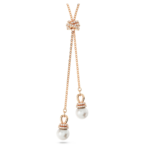 Originally Y pendant Crystal pearl, White, 18K rose gold finish - Image 5