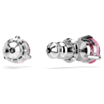 Solitaire stud earrings Round cut, Pink, Rhodium plated - Image 5