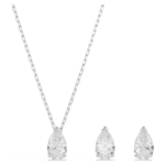 Stilla Attract set Pear cut, White, Rhodium plated