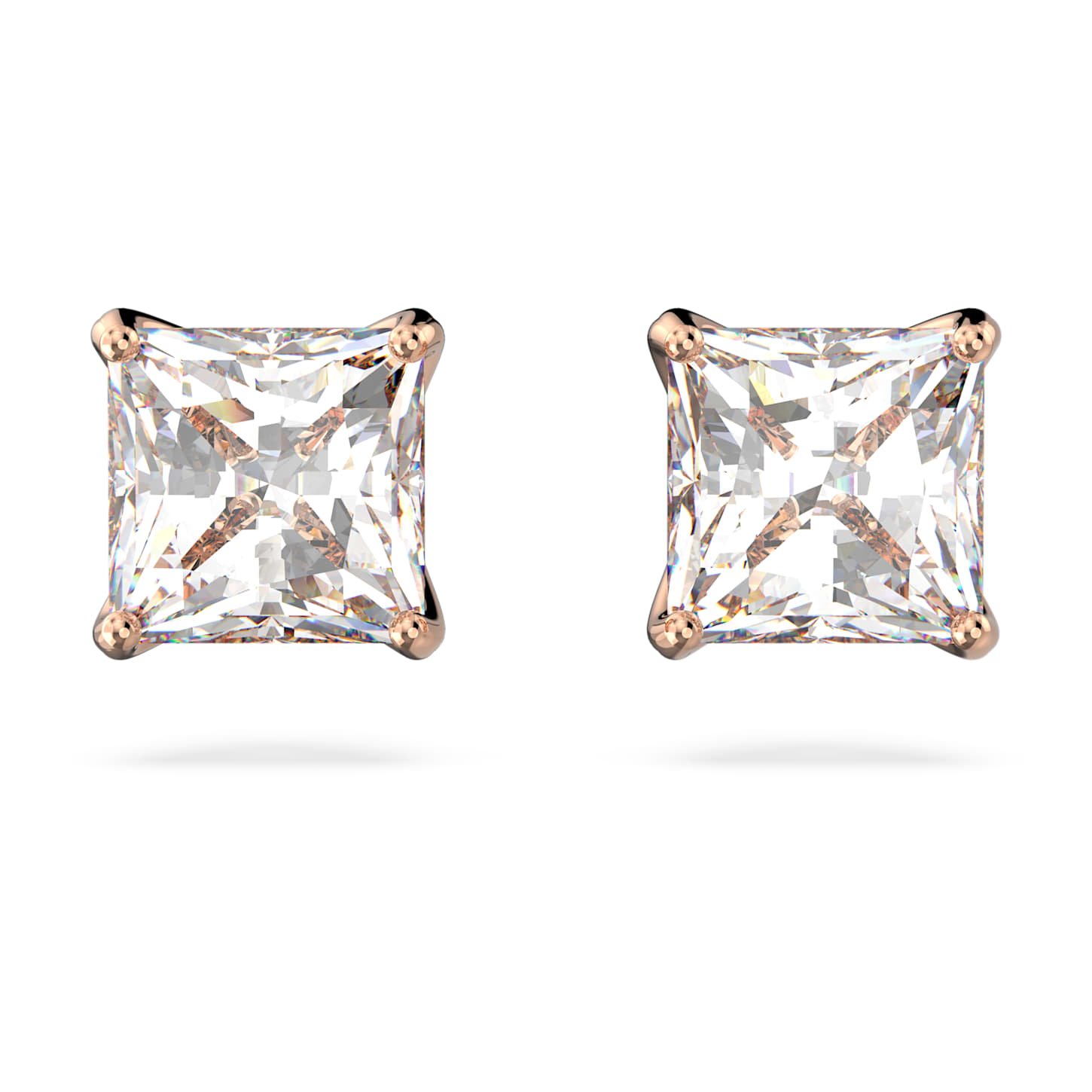 Stilla Attract stud earrings Square cut, White, 18K rose gold finish