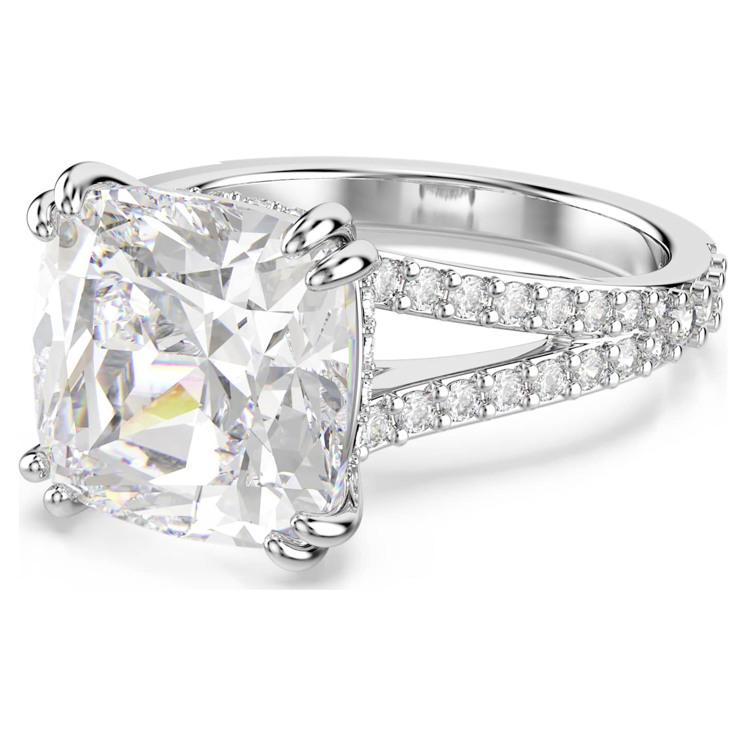 Stilla cocktail ring Square cut, Pavé, White, Rhodium plated