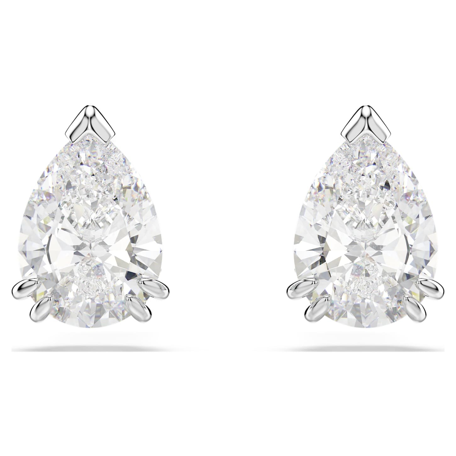 Stilla stud earrings Pear cut, White, Rhodium plated