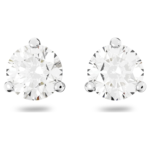 Stilla stud earrings Round cut, White, Rhodium plated
