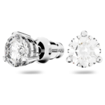 Stilla stud earrings Round cut, White, Rhodium plated - Image 3
