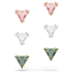 Stilla stud earrings Triangle cut, Multicoloured, Mixed metal finish