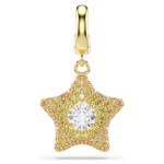 Sublima charm Round cut, Star, Yellow, 18K gold finish