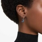 Sublima drop earrings Crystal pearl, Asymmetrical design, Moon, Multicoloured, 18K rose gold finish - Image 2