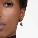 Sublima drop earrings Crystal pearl, Asymmetrical design, Moon, Multicoloured, 18K rose gold finish - Image 6