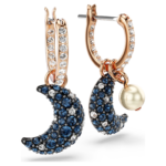 Sublima drop earrings Crystal pearl, Asymmetrical design, Moon, Multicoloured, 18K rose gold finish - Image 4
