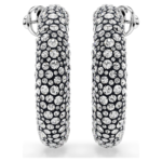 Sublima hoop earrings Mixed round cuts, White, Rhodium plated - Image 3
