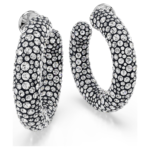 Sublima hoop earrings Mixed round cuts, White, Rhodium plated - Image 4