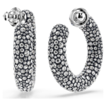 Sublima hoop earrings Mixed round cuts, White, Rhodium plated - Image 5