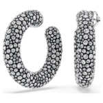 Sublima hoop earrings Mixed round cuts, White, Rhodium plated - Image 6