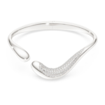 Swarovski Classica bangle Open, Round cut, White, Sterling silver
