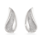 Swarovski Classica clip earrings Statement, Round cut, White, Sterling silver