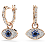 Symbolica drop earrings Eye, Multicoloured, 18K rose gold finish