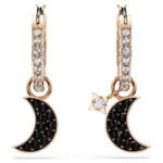 Symbolica drop earrings Moon and star, Black, 18K rose gold finish - Image 3