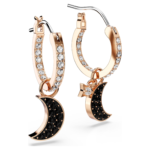 Symbolica drop earrings Moon and star, Black, 18K rose gold finish - Image 4