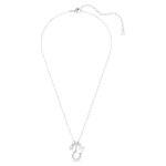 Symbolica pendant Crystal pearl, Round cut, Pavé, Horseshoe, White, Rhodium plated - Image 3