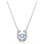 Symbolica pendant Round cut, Pavé, Horseshoe, Blue, Rhodium plated