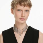 The Vienna Collection choker Feather, White, Ruthenium plated - Image 2