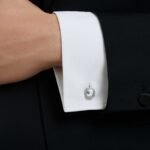 Una Angelic cufflinks Cushion cut, White, Ruthenium plated - Image 2