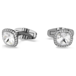 Una Angelic cufflinks Cushion cut, White, Ruthenium plated