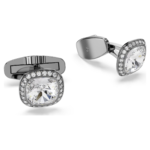 Una Angelic cufflinks Cushion cut, White, Ruthenium plated - Image 3