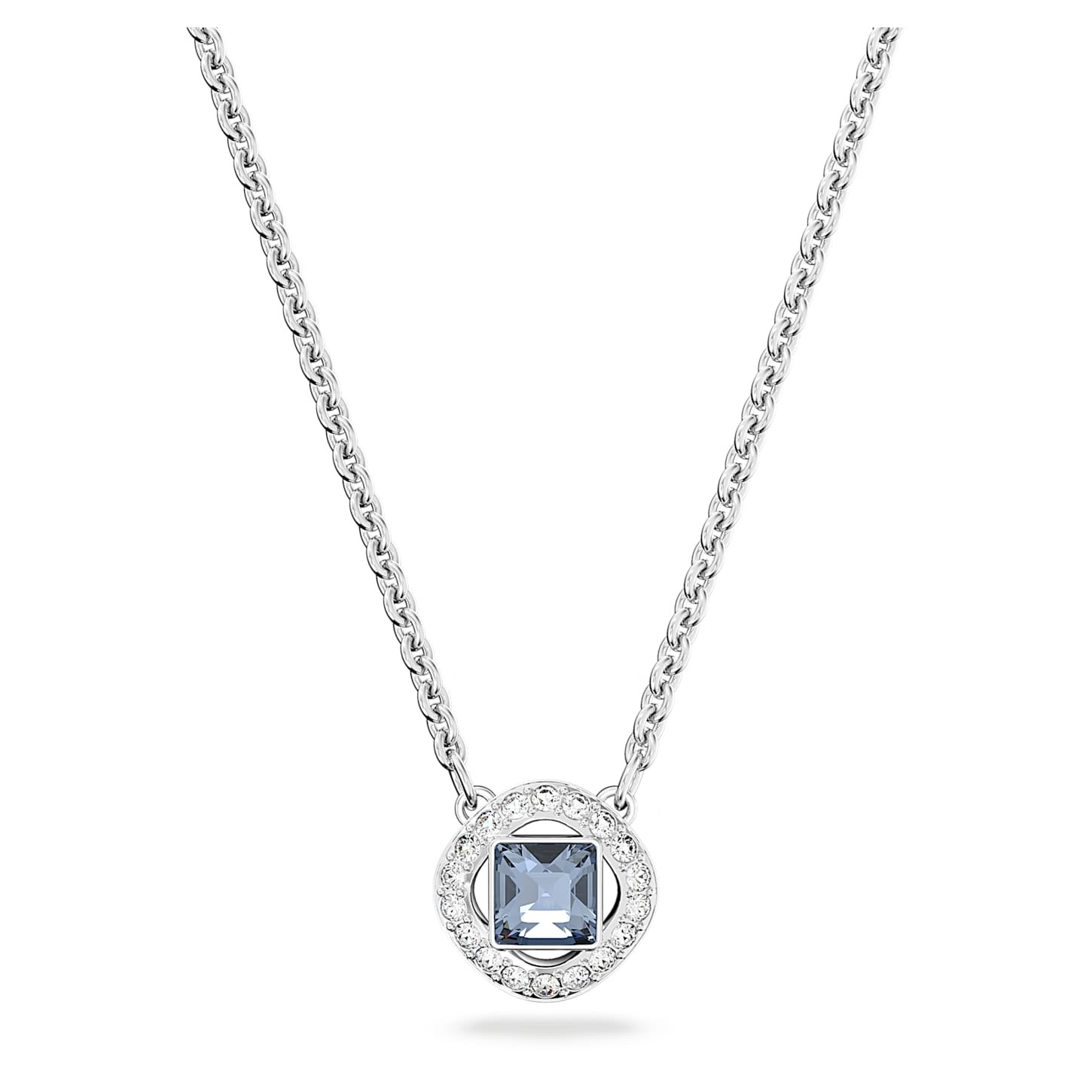 Una Angelic necklace Mixed cuts, Blue, Rhodium plated
