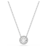 Una Angelic pendant Round cut, White, Rhodium plated