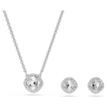 Una Angelic set Round cut, White, Rhodium plated