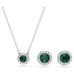 Una Angelic set Set (2), Round cut, Green, Rhodium plated