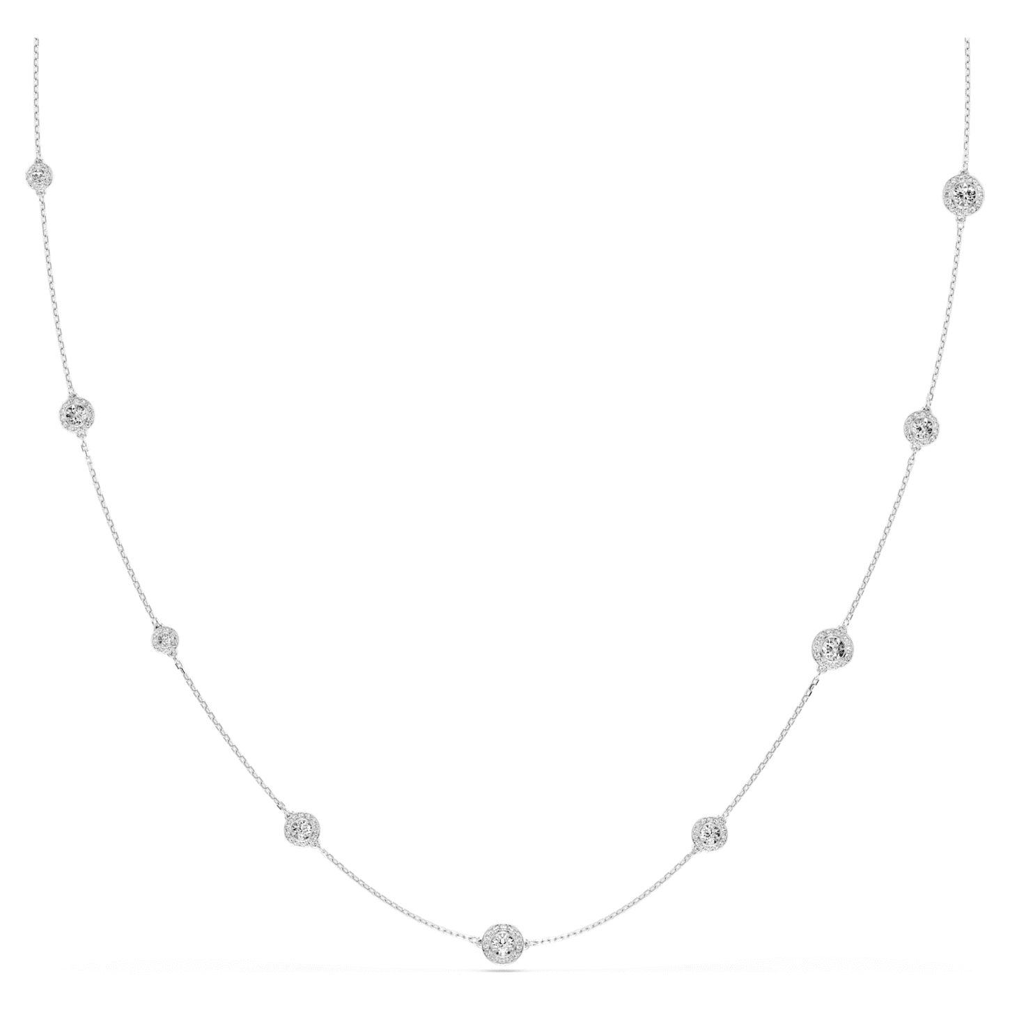 Una Angelic strandage Round cut, White, Rhodium plated