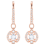 Una drop earrings Round cut, Pavé, White, 18K rose gold finish - Image 4