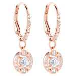 Una drop earrings Round cut, Pavé, White, 18K rose gold finish - Image 5